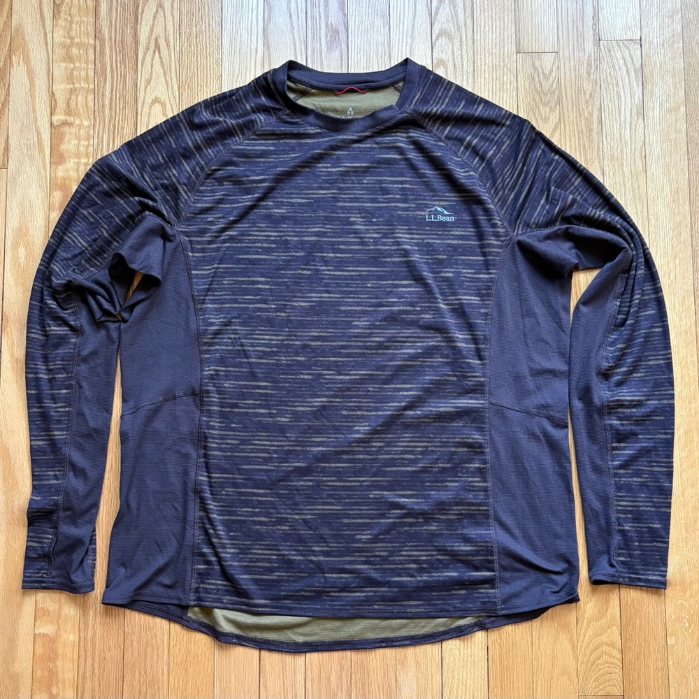L.L. Bean Men’s Midweight Long Sleeve Baselayer Shirt 2XL XXL Brown Tan